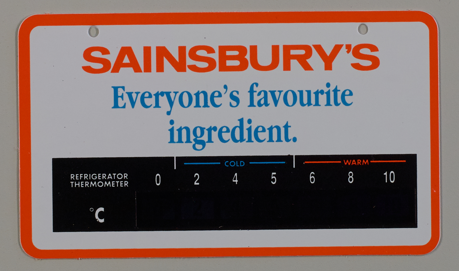 "Sainsbury's Everyone's favourite ingredient" fridge thermometer SA