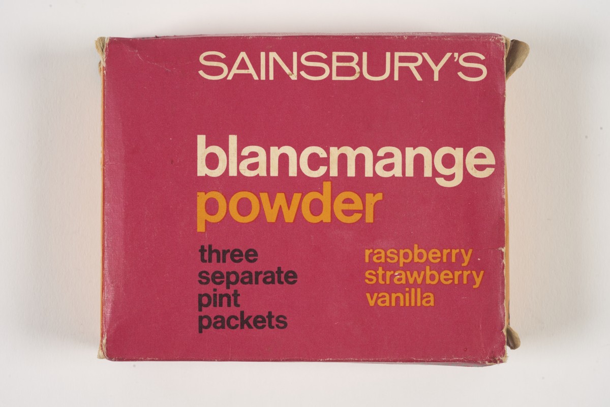 Sainsbury's Blancmange Powder Raspberry Strawberry Vanilla box SA/PKC