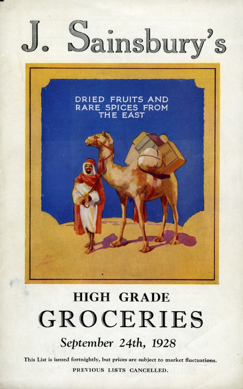 SA/MARK/ADV/1/1/1/1/1/10/29 - Cover of 'J. Sainsbury's High Grade Groceries' price list, 24 Sep 1928