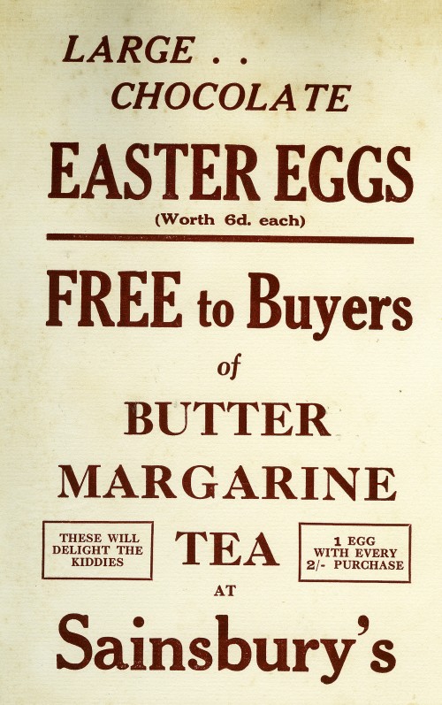 SA/MARK/ADV/1/3/8/1 - "Large.. Chocolate Easter Eggs" promotional gift handbill, c.1932