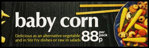 SA/MARK/ADV/2/1/16/124 - "baby corn" barker card (shelf edge label)