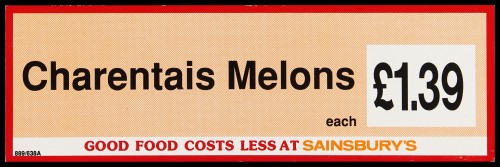 SA/MARK/ADV/2/1/16/143 - "Cherentais Melons" barker card (shelf edge label)