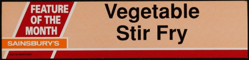 SA/MARK/ADV/2/1/16/160 - "Feature of the Month: Vegetable Stir Fry" barker card (shelf edge label)