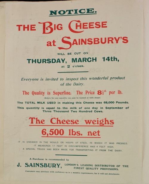 SA/MARK/ADV/1/1/1/1/1/6/1/130 - Advertisement for 'The Big Cheese' event, 1912