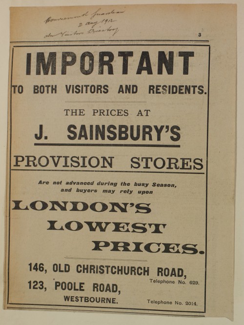 SA/MARK/ADV/1/1/1/1/1/6/1/143 - Newspaper advert for 'London's Lowest Prices', 1912