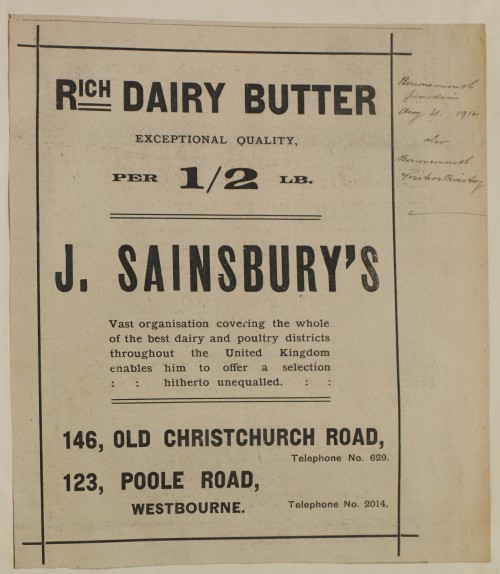 SA/MARK/ADV/1/1/1/1/1/6/1/149 - 'Rich Dairy Butter' newspaper advert, 1912