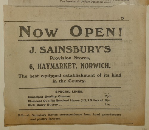 SA/MARK/ADV/1/1/1/1/1/6/1/181 - Newspaper advert for Newly Opened Norwich Store, [1913]
