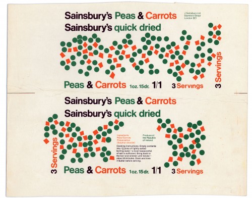 SA/PKC/PRO/1/14/2/2/113/1 - Sainsbury's Quick Dried Peas & Carrots and Sainsbury's Quick Dried Mixed Vegetables proof of packet, c. 1970