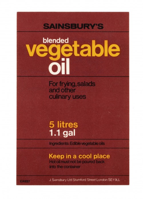 SA/PKC/PRO/1/14/2/2/5/1 - Sainsbury's Blended Vegetable Oil 5 litres 1.1 gal label, 1976