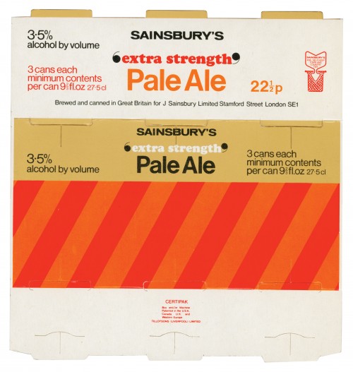 SA/PKC/PRO/1/18/1/11/4 - Sainsbury's 'Extra Strength' Pale Ale three can pack, 1970s