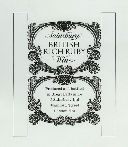 SA/PKC/PRO/1/18/1/24/3 - Sainsbury's British Rich Ruby Wine label design