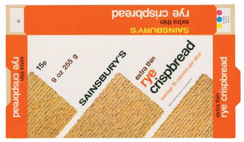 SA/PKC/PRO/1/2/2/2/9/1 - Sainsbury's Extra Thin Rye Crispbread packet, 1976