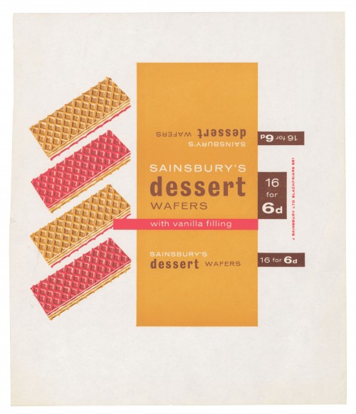 SA/PKC/PRO/1/2/2/4/15/1 - Sainsbury's Dessert Wafers with Vanilla Filling label, 1960s