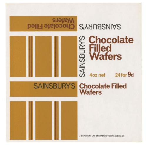 SA/PKC/PRO/1/2/2/4/2/1 - Sainsbury's Chocolate Filled Wafers label, [1966]