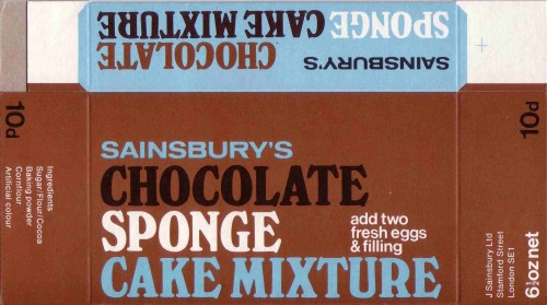 SA/PKC/PRO/1/3/2/3/29/1 - Sainsbury's Chocolate Sponge Cake Mixture packet