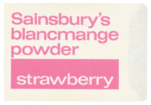 SA/PKC/PRO/1/3/2/3/35/1 - Sainsbury's Blancmange Powder Strawberry packet, 1960s-1970s
