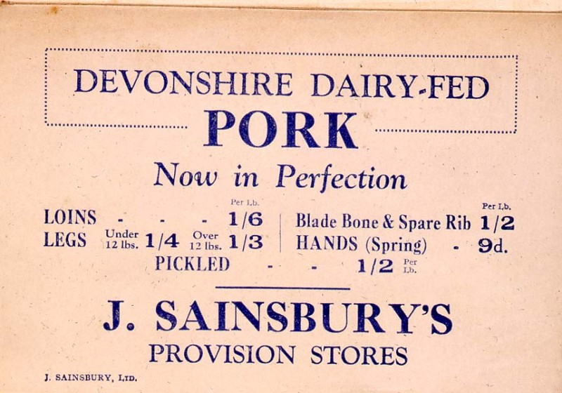 SA/MARK/ADV/1/1/1/1/1/13/134 - "Devonshire Dairy-Fed Pork" advertisement