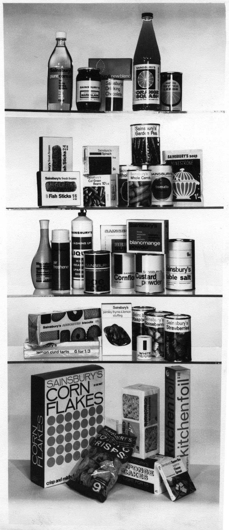 SA/PKC/PAC/8/1/2 - Photograph of various Sainsbury's own brand products, 1960s