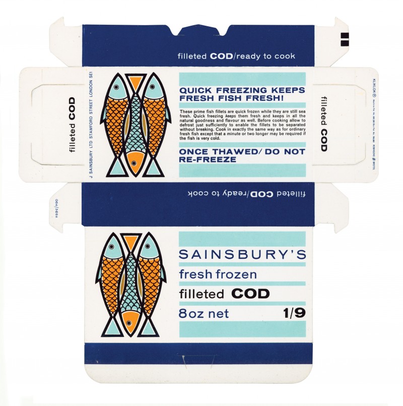 SA/PKC/PRO/1/10/2/3/23/1 - Sainsbury's Fresh Frozen Filleted Cod 8oz packet, 1960s
