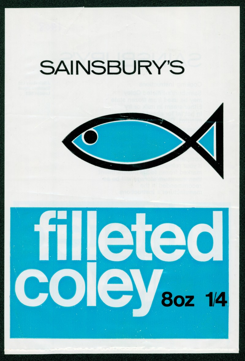 SA/PKC/PRO/1/10/2/3/25/1 - Sainsbury's Filleted Coley 8oz (frozen) packet, 1968