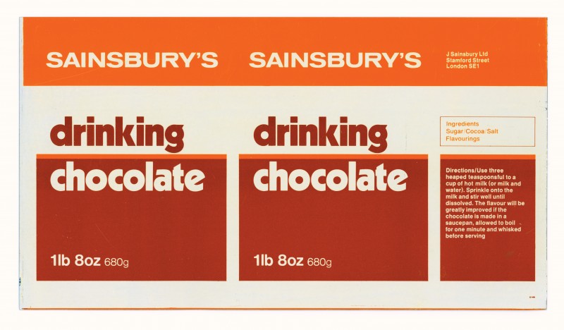 SA/PKC/PRO/1/11/2/2/2/1 - Sainsbury's Drinking Chocolate 1lb 8oz 680g label, 1973