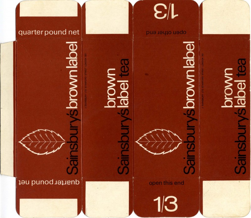 SA/PKC/PRO/1/11/2/3/3/1 - Sainsbury's Brown Label Tea packaging, 1960s