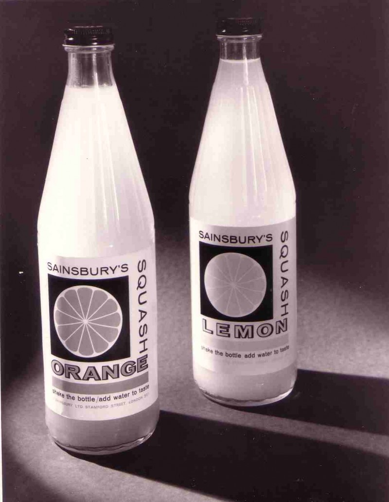 SA/PKC/PRO/1/11/4/2/2/14 - Photograph of bottles of Sainsbury's Orange Squash and Sainsbury's Lemon Squash