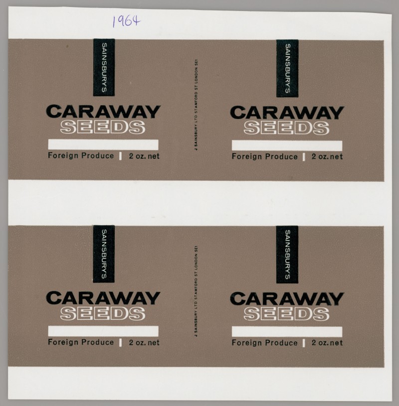 SA/PKC/PRO/1/14/2/2/15/1 - Sainsbury's Caraway Seeds proof of labels, 1964