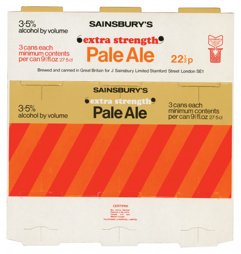 SA/PKC/PRO/1/18/1/11/4 - Sainsbury's 'Extra Strength' Pale Ale three can pack, 1970s
