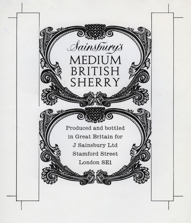 SA/PKC/PRO/1/18/1/31/1 - Sainsbury's Medium British Sherry wine label design