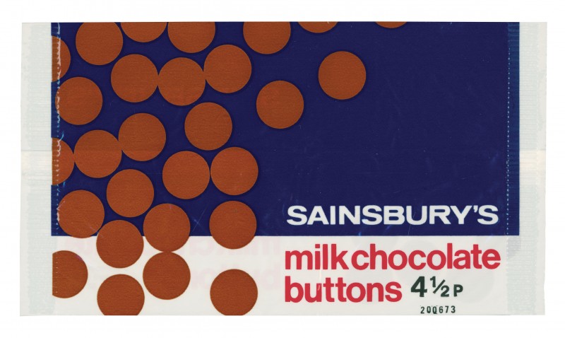 SA/PKC/PRO/1/4/2/1/3/1 - Sainsbury's Milk Chocolate Buttons 4½p wrapper, 1973