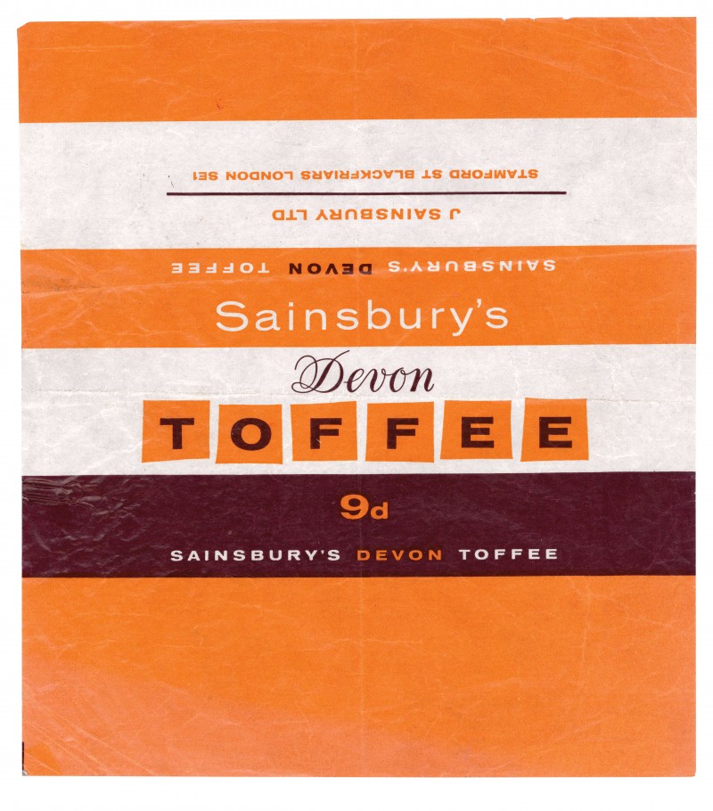 SA/PKC/PRO/1/4/2/2/5/26/1 - Sainsbury's Devon Toffee wrapper, c. 1965