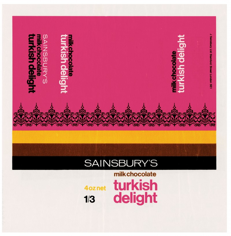 SA/PKC/PRO/1/4/2/2/6/1/1 - Sainsbury's Milk Chocolate Turkish Delight wrapper, 1968