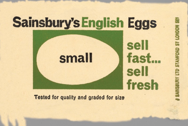 SA/PKC/PRO/1/8/2/1/1 - Sainsbury's English Eggs Small label, 1964