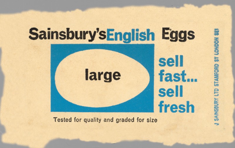 SA/PKC/PRO/1/8/2/1/4 - Sainsbury's English Eggs Large label, 1964