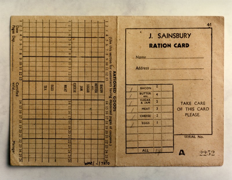 SA/WAR/2/IMA/1/6 - J Sainsbury ration card image